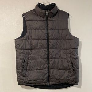 Reversible Puffer Vest Black & Gray | Men’s/Unisex Quilted Zip Up Winter Sleevel
